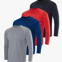 Real Essentials 4 Pack: Mens Long Sleeve Rash Guard Shirt UPF 50+ Swim Beach UV Sun Protection Fishing Quick Dry (Big & Tall) L