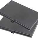 Pack of 2 Black Metal Business Card Holder, Aluminum Alloy Business Card Case, Flip Cover Slim Pocket Business Card Holder, Purse Name Card Holders for Men & Women