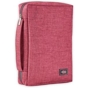 Christian Art Gifts Men/Women's Bible Cover Jesus Fish, Red Canvas, Small