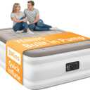 YENING Full Size Air Mattress with Built in Pump Raised Double Blow up Bed Inflatable Camping Airbed Electric 18 Inch Tall Grey