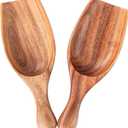 Big Coffee Scoop Shovel, 2pcs Large Ground Coffee Scoop, Wooden Bean Salt Spoons, Wood Serving Spoons for Beans Powder Sugar from Big Jars Canisters, Multifunctional Kitchen Scoop (6.3inch Big Acacia 2Pcs)