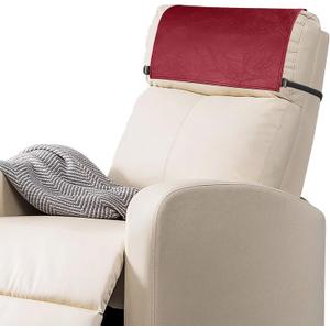 Recliner Headrest Protector-Faux Leather Headrest Covers for Recliners,Recliner Headrest Cover with Elastic Straps,Chair Headrest Covers for Recliners Protector 17 x 27 in(Wine Red)