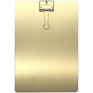 A4 Gold Clipboard, Metal Menu Clip Board with Binder Clip, Folder Plate Writing Splint Paperboard Drawing Board Office and School Stationeries Supplies (A4, Gold)