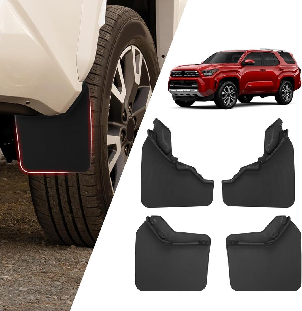 Wide Design Mud Flaps for 2025 2026 Toyota 4Runner, Extended TPE Splash Guards, Protects Against Mud, Rocks, and Debris, Front & Rear Fender Liner (4PCS)