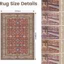 Rugland 9x12 Area Rugs for Living Room, Vintage Washable Area Rug, Burgundy