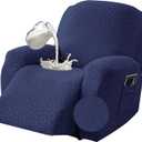 Gennia Waterproof Recliner Chair Cover,Stretch Reclining Sofa Covers with Pockets,Washable Lazy Boy Recliner Slipcovers,Leakproof Couch Protector for Kids, Pets, Dog and Cat (1 Seat, Navy Blue)