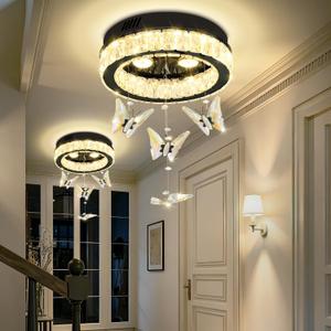 Butterfly Chandelier Black 12in Modern Crystal Raindrop Chandelier Lighting Flush Mount Ceiling Chandeliers for Living Room 3XGU10, 12 inches x 12 inches x 13 inches