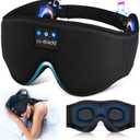 LC-dolida Sleep Headphones, 3D Sleep Mask Bluetooth Wireless Music Eye Mask, Sleeping Headphones for Side Sleepers Sleep Mask with Bluetooth Headphones Ultra-Thin Stereo Speakers Perfect for Sleeping