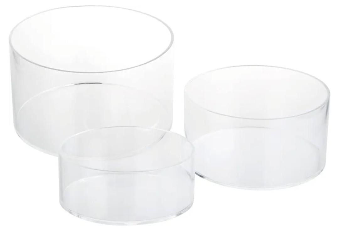 Clear Acrylic Round Display Nesting Riser Stands with Hollow Bottom, Transparent Cylinder Acrylic Display Stands Pedestal Base, 6"x3", 7"x4"