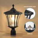 Outdoor Solar Lamp Post Light, Dusk to Dawn Bright Colored LED Waterproof 3-Inch Aluminum Post Lamp with Patterned Glass for Pole Yard Garden Gates Pathway
