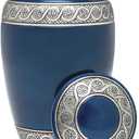 Eternal Harmony Cremation Urns for Human Ashes - Large Adult Size for Men & Women | Decorative Funeral Urns with Handcrafted Designs | Honor and Remember Your Loved Ones | Holds Up to 210 Cubic Inches (Blue)