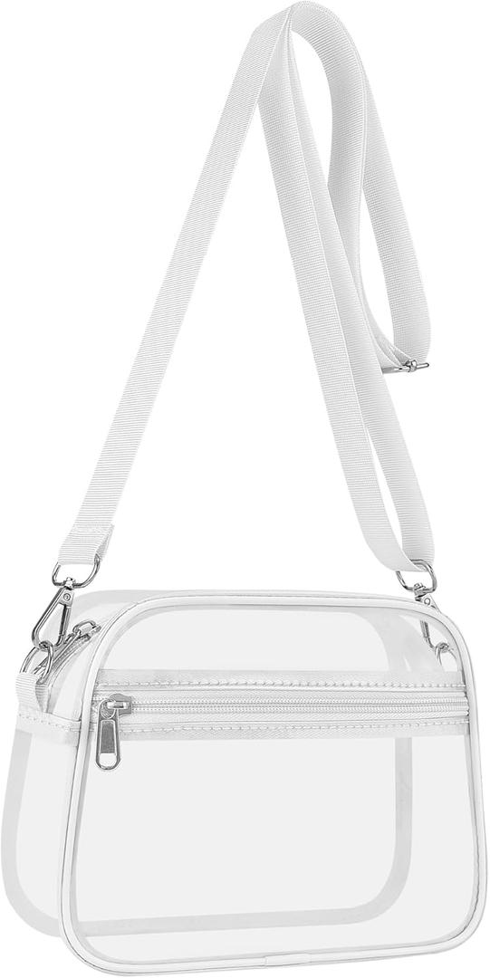 USPECLARE Clear Bag for Stadium Events Clear Purse for Women and Men for Sports Events Concerts Festivals (White)