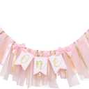 Highchair Banner 1st Birthday Girl - Tulle And Ribbon Banner For First Birthday, Cake Smash Photo Prop, Party Supplies (Pink)