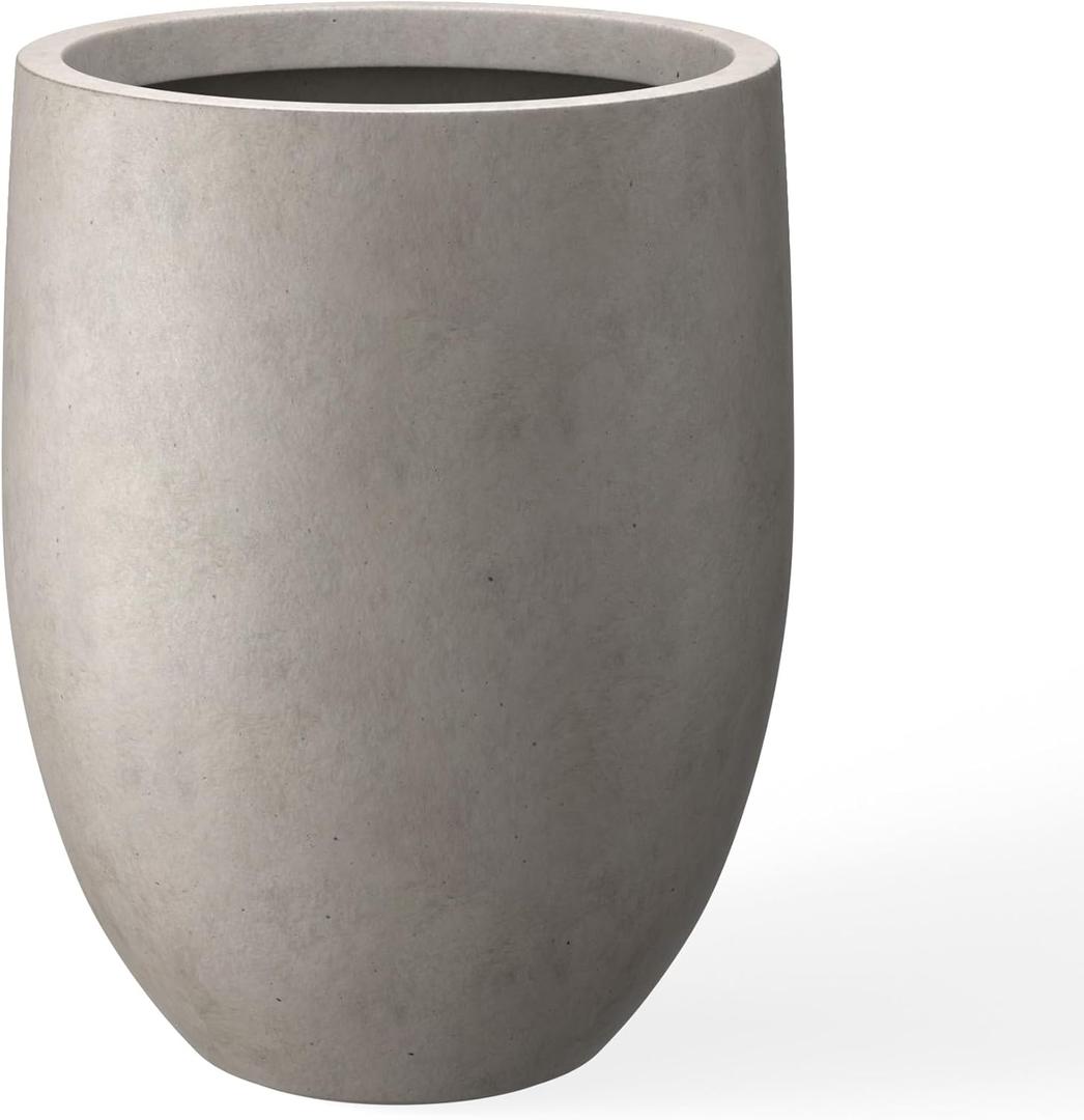 Kante 21.7" H Weathered Concrete Tall Planter, Large Outdoor Indoor Decorative Pot with Drainage Hole and Rubber Plug, Modern Round Style for Home and Garden (21.7"H, Weathered Concrete)