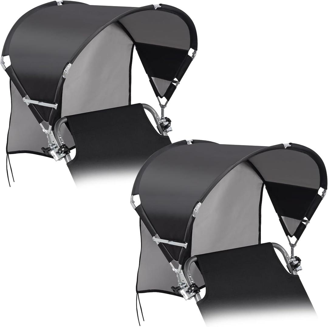 Universal Chair Umbrella Canopy, UPF 50+ Chair Sun Shade Attachment with Adjustable Clamp Fits Most Brands Beach, Camping, Lawn, Wheelchair, Tanning, Zero Gravity, Lounge, Fishing Chairs, 2 Pack