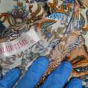 Bluetime Women Casual Summer Dress Boho V Neck 3/4 Sleeve Babydoll Floral Print Flowy Beach Dress, Size XL