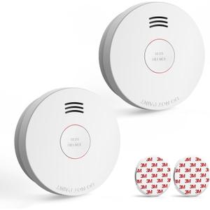 Jemay Smoke Detector with Battery Backup,Smoke Detectorwith Self-Check Function, 2 Packs