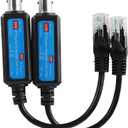 Demeras 1Pair 10/100Mbps 1CH IP Network Transmitter, Fast and Easy to Install Passive IP Network Coaxial Transmitter Receiver Extender for IP NVR Camera