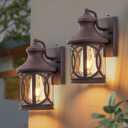 Outdoor Wall Lights with Dusk to Dawn, Exterior Wall Lanterns Lighting Fixtures Porch Sconces Bronze Wall Mount Outdoor Lights with Photocell for Patio Yard Front Porch Garage, 2-Pack