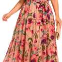Plus Size Chiffon Off The Shoulder Maxi Long Floral Summer Casual Beach Boho Sundress Women 2024