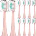 Compatible with AquaSonic Icon Electric Toothbrush Replacement Toothbrush Heads,for AquaSonic Icon Electric Toothbrush,with Dust Cover, 8 Pack (Blush, Medium)