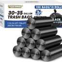 30-35 Gallon Trash Bags Heavy Duty 1.5 Mil - 31" x 39" 100 Count Large Black Garbage Bags 30+ Gallon Strong Plastic Trash Can Liners for Home Kitchen Commercial Lawn and Leaf
