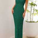 PRETTYGARDEN Summer Dresses for Women 2026 Lace Floral Bodycon Semi Formal Party Wedding Guest Boho Maxi Dress (Dark Green,Medium)