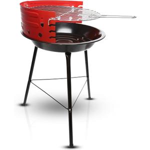 GasOne Charcoal Grill – Barbecue Grill with 4 Levels for Flame Control – Dual Venting System – Portable for Backyard, Camping, Boat, Red