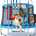 Happin 55 Trampoline for Kids with Safety Enclosure, Indoor & Outdoor Toddler Trampoline, Ultra Safe Design with Multi Activity Accessories, Perfect Toddler Gift for Boys & Girls Ages 18