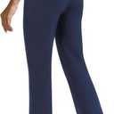 Yoga Pants with Pockets for Women, High Waist Tummy Control Bootcut Flare Leggings Workout Work Pants (Medium, Navy Blue)