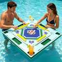 Floating Mahjong Table for Pool,Large Stable Water Pool Game Table for Card Games & Tile Games,Swimming Pool and Hot Tub Float Board Game Tray for Adults, Mahjong Floater Table