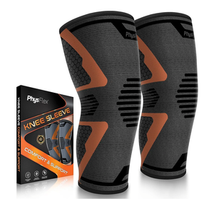 Knee Brace for Pain Relief - 2 Pack Knee Sleeves for Men and Women - Support for Weightlifting, Gym, Workout, Volleyball - Meniscus Tear, ACL, Arthritis (L)