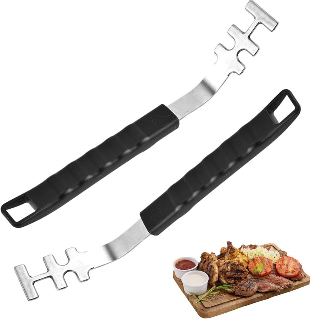 Grill Grate Lifter,2Pcs Stainless Steel Lifter with PP Handle,10.8x1.4in Anti-Scald Grill Grate Tool for BBQ, Charbroil Grill and More