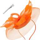 ABOOFAN Flower Headband Fascinator for Women Lightweight Mesh Hat Elegant Hair Accessory for Tea Party Wedding Banquet (Orange)