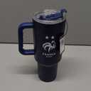 Logo Brands Soccer 40 oz Tumbler with Handle - Powder Coated-Stainless Steel with Straw  Leak-Resistant, Keeps Drinks Cold  Everyday Use  Great For Soccer Fans (France)