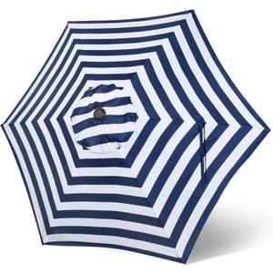 Blissun 7.5ft Patio Umbrella Replacement Canopy, Market Umbrella Cover, Outdoor Table Umbrella Canopy for 6 Ribss (Blue & White Stripe)