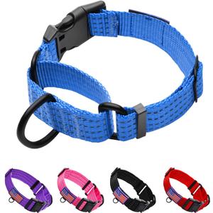 Martingale Collar for Training Dogs. Adjustable Reflective Collars with Buckle-USA Flag- NO Pull-Prevents Slipping Out, for Medium Large XL Dogs, Helps With Strong Pullers (L, Blue)