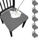 Waterproof Dining Chair Seat Covers Set of 6, Stretch Removable Dining Room Seat Covers for Dining Chairs, Kitchen, Hotel, Party (.Grey)