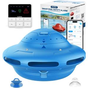 Smart Pool Alarm with App for Inground & Above Ground Pools, Adjustable Sensitivity Water Detection Alarm up to 20x40ft, 85dB+ Safety Alerts for Kids, Pets & Accidental Entry(Blue)