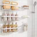 Veken 6-Pack Rustproof&Waterproof Shower Caddy, Adhesive Shelves Rack with Soap Holder, Large Bathroom & Washroom Organizer, No Drilling Wall-Mounted Kitchen&Home Decor,Ideal for Bathtub Storage,White