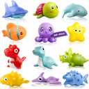 Hely Cancy Infant Bath Toys for 18 Months - No Hole Animal Bathtub Toys, Baby Bath Tub Toys