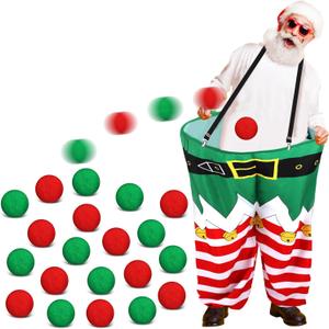Leitee Santa Pants Snowball Fight Red and White Christmas Fake Snowball Activity Christmas Party Activities for Families Yard Outdoor and Indoor Games (Elf)