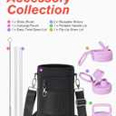 Coolflask Half Gallon Water Bottle Insulated with Straw & 3 Lids, 64 oz Water Jug Large Metal Stainless Steel Wide Mouth for Sports, Gym or Office, Non-BPA Keep Cold 48H Hot 24H, Glitter Pink