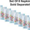 Newbridge Cottage Rose Fabric Placemats, 13 x 19 Inch, Easy Care Wrinkle and Stain Resistant Blue and Pink Floral Set of 4 Placemats for Indoor Outdoor Party Dining (Multi Color)