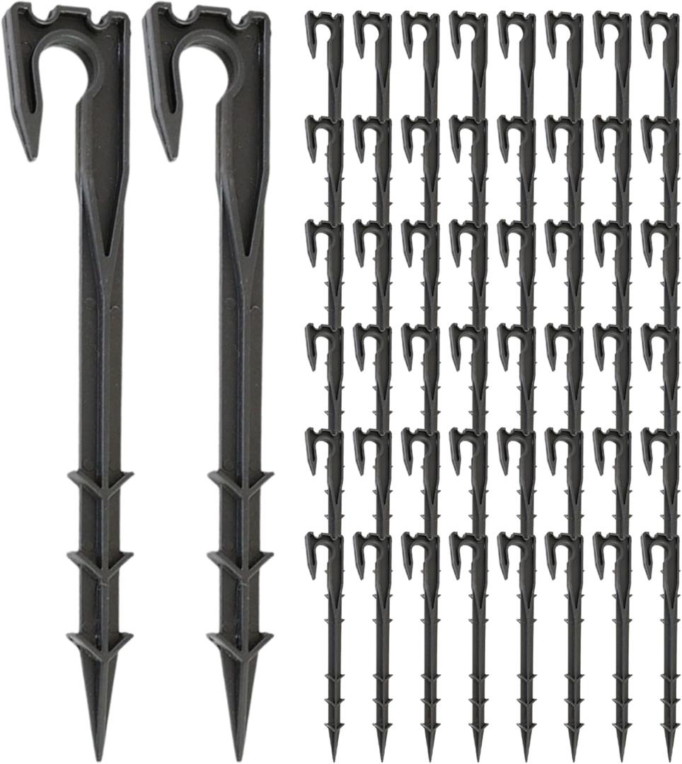 50Pcs Drip Irrigation Stakes, Hold-Down Anchor Drip Line Stakes, Plastic Ground Garden Hose Support Inserts for Garden Lawns BackyardStakes