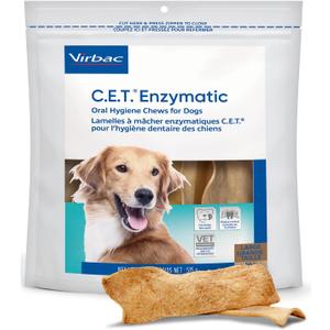 Virbac C.E.T. Enzymatic Oral Hygiene Chews for Dogs, Large - Plaque & Tartar Control - Single Layer Beefhide with Exclusive Dual-Enzyme System & Tasty Chicken Flavor - Easy to Give Dog Dental Chew (1.13 Pound (Pack of 1))