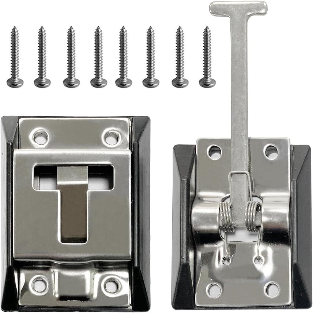 RV Door Latch Door Holder 304 Stainless Steel Thicker T-Style Entry Door Catch Latch for RV,Camper, Travel Trailer, Cargo, Truck & Van Door with Screws