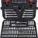 Amazon Basics Mechanic's Socket Tool Set With Case, Metric Sizes, 145-Piece