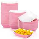 Yinkin 200 Pcs Paper Boat Disposable Halloween Food Trays Nacho Trays Kraft Paper Boats for Tacos Concession Party Supplies(2lb,Pink)