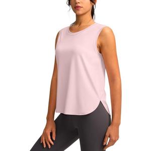 YYV Women's Workout Tank Tops Lightweight Sleeveless Workout Tops Loose Fit Yoga Athletic Running Shirts (Pink, L)